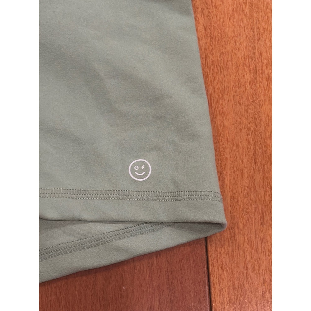 Gilly Hicks Biker Shorts Womens Sage Green High Waisted Smiley Logo Small - Picture 2 of 8